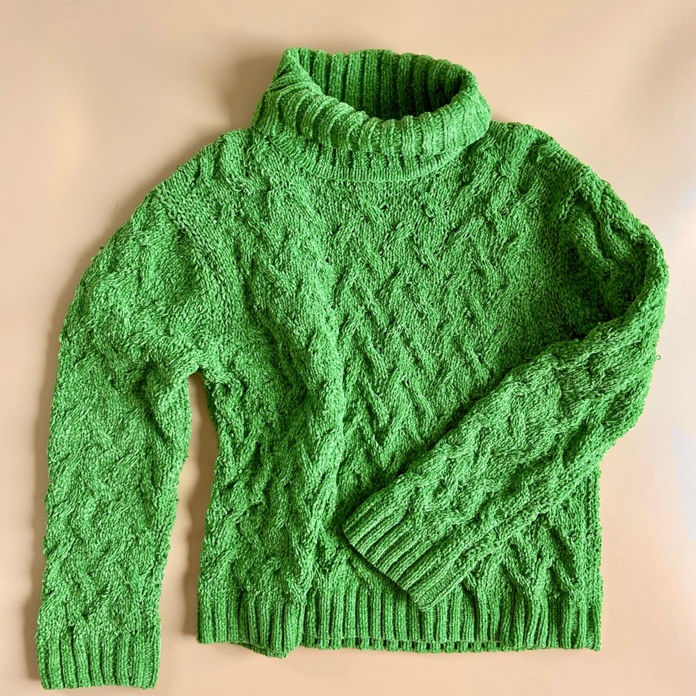 Knit turtleneck sweater cropped with dropped shoulders